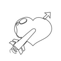 a heart with an arrow and a love in the middle vector