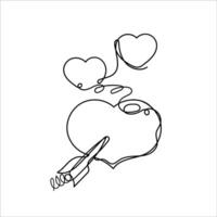 a drawing of a heart with an arrow and a heart vector