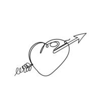 a line drawing of a heart with an arrow vector