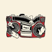 broken radio retro cartoon character illustration vector