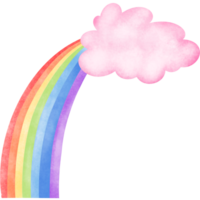 Watercolor rainbow emerging from behind a cloud png