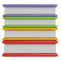 Stylized colorful books. A stack of four books. Isolated on transparent background png