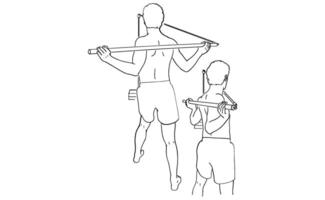 How to Perform Lat Pulldown with Bar Step-by-Step Exercise Guide with Illustrations Line Art vector