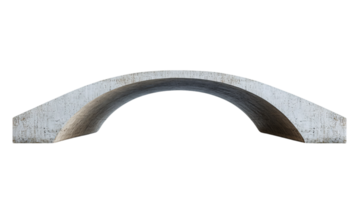 A simple, weathered concrete arch bridge, gracefully curving with a rough texture, representing minimalist architectural elegance png