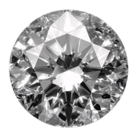 Monochrome round-cut diamond, capturing light with clear, sharp facets, a timeless elegance radiating through symmetrical design and pristine reflection, its flawless craftsmanship png