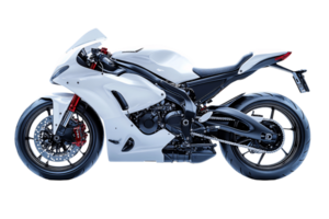 Elegant white racing bike with clean lines, minimalistic design, and red accents. Features advanced engineering and lightweight build, ideal for speed and precision on tracks png