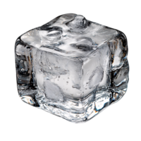 Clear ice cube with smooth surfaces and subtle bubbles, showcasing a pristine frozen texture that reflects light elegantly, creating a visually appealing effect png