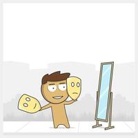 Actor with actor masks in front of a mirror vector