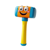 Cute 3D Cartoon Hammer with a Cheerful Face and Colorful Handle Isolated on Transparent Background png