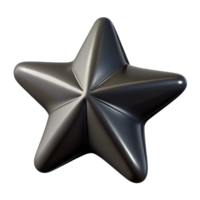 black plastic 3d star shape isolated on transparent background. . png