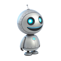 small, smiling robot icon with glowing blue eyes, showcasing friendly and futuristic design. This charming character embodies playful and approachable vibe, perfect for various digital png