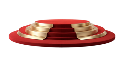 Elegant empty podium with red and gold design for product presentation png