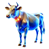 Vibrant 3D Render of a Cow with Decorative Bells png