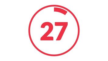 30 seconds countdown timer with red numerals inside red circle countdown suitable for countdown, time management, productivity, deadlines, urgency, and efficiency video