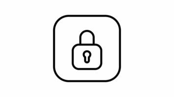 Lock unlock symbol in padlock. Outline design style. Animated footage Looping video