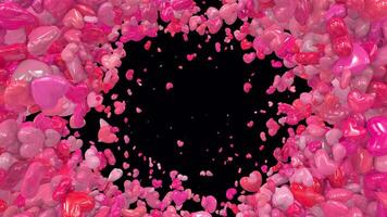 Animated Valentine Hearts transition 9 from sides in to sides out video
