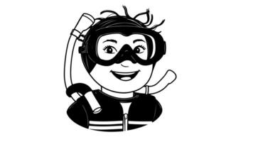 Animation forms a sketch of a snorkeling equipment icon video