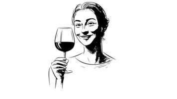 The animation forms a sketch of an icon of a person drinking a glass of wine video