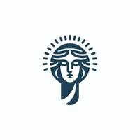 the head of a woman is shown in a simple style vector