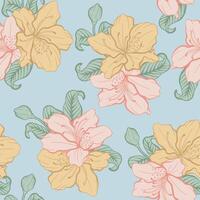 Soft boho Azalea flower seamless pattern. vector