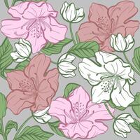 White Azalea flower seamless pattern. vector