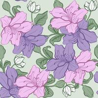 Purpe Azalea flower seamless pattern. vector