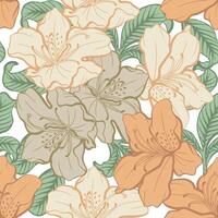 Autumn boho style Azalea flower pattern. vector