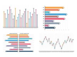 Bar graph and line graph templates set vector