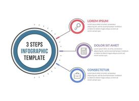 Infographic template with three steps or options with line connections vector