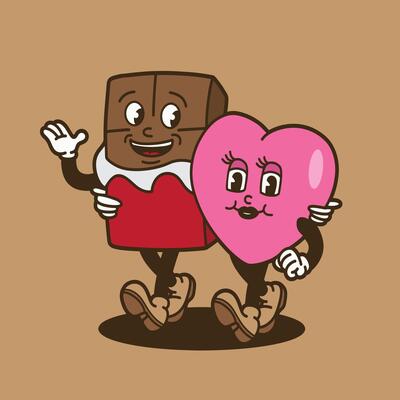 mascot chocolate and love good for sticker, badge, valentine design, element design, etc