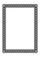 Oriental black rectangular Vertical frame with arabesques. Floral black border on white background. A4 format. Elegant element for design in Eastern style. Ornate frame for embroidery, sandblasting vector