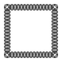 Black vintage border frame. Elegant element for design in Eastern style, place for text. Floral black border. Ornate Lace frame for square surfaces, invitations, textiles, embroider, stained glass vector