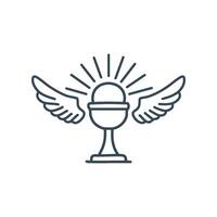 Sacred monoline design of the Eucharist with angel wings vector