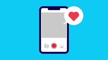 animation social media record with red heart notification on photo options. Suitable for social media, love, relationships, communication, technology, and digital concepts. video