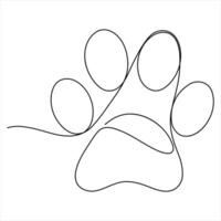 Single Line Paw Print drawing outline style illustration vector