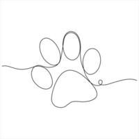 Paw footprints of dog or cat oneline continuous single line animal drawing illustration vector