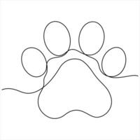 Paw Print continuous one Line art vector