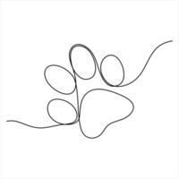 Continuous single Line Paw Print Drawing vector