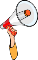 Angry protester shouting through a loudspeaker png