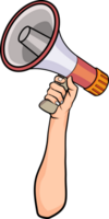 Crowd cheering with a leader using a loudspeaker png