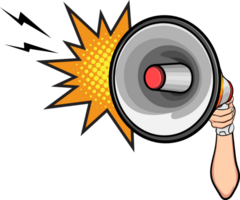 Exciting promotional message with a loudspeaker png