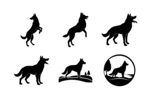 Unique German Shepherd silhouettes for artistic use vector