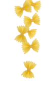 Farfalle pasta falling down isolated showcasing golden wheat-based pasta pieces in mid-air, ideal for food photography, cooking advertisements, and Mediterranean diet promotions png