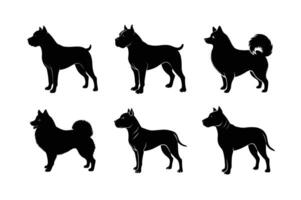 Diverse dog breed silhouettes ideal for creative design projects vector
