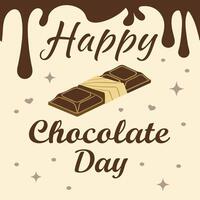 Chocolate bar with chocolate drips and the word happy chocolate day illustration vector