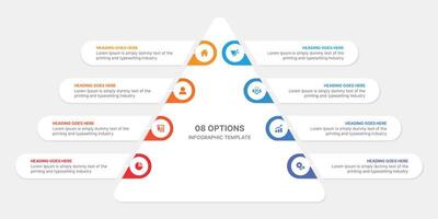 Triangle Pyramid Infographic Design Template with Eight Steps vector