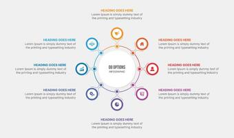 Infographic, Template Design With Eight Steps or Option, Workflow or Process Diagram vector