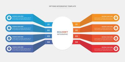 Do and Don't, Pros and Cons, Comparison Infographic Design Template vector