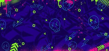 Game background illustrations. Graffiti gaming background with splatter, drips elements. vector