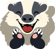 A cartoon badger with its mouth open and its paws up vector